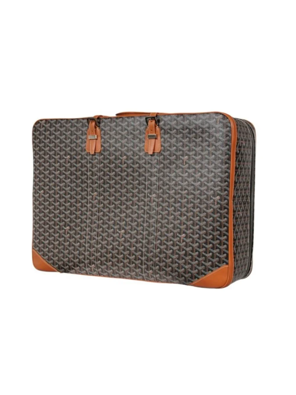 Goyard Brown Goyardine Canvas Leather Majordome 60 Travel Luggage Trunk Bag